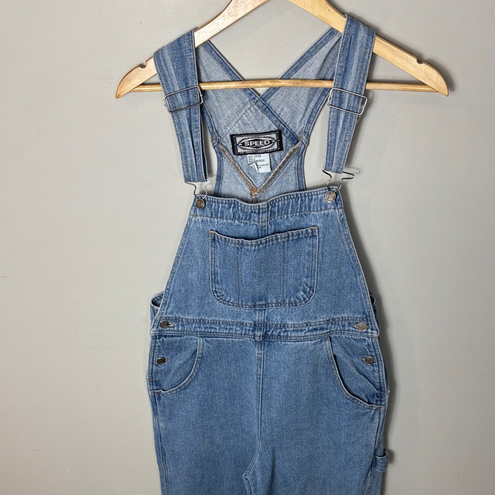 Vintage Speed Control Denim Overalls Blue Y2K Hammer Loop Back Tie Women's S